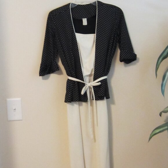 Polka dot 2 piece Sun Dress Black/Cream - Picture 1 of 4